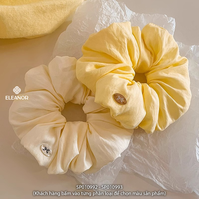 Dây buộc tóc nữ scrunchies Eleanor Accessories vải phồng màu vàng kem phụ kiện tóc cột tóc 10992