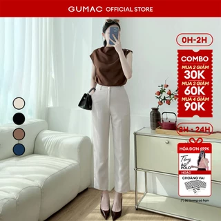 Quần ống đứng nữ GUMAC lai baggy nhẹ đính khuy nút vàng  LQE0819