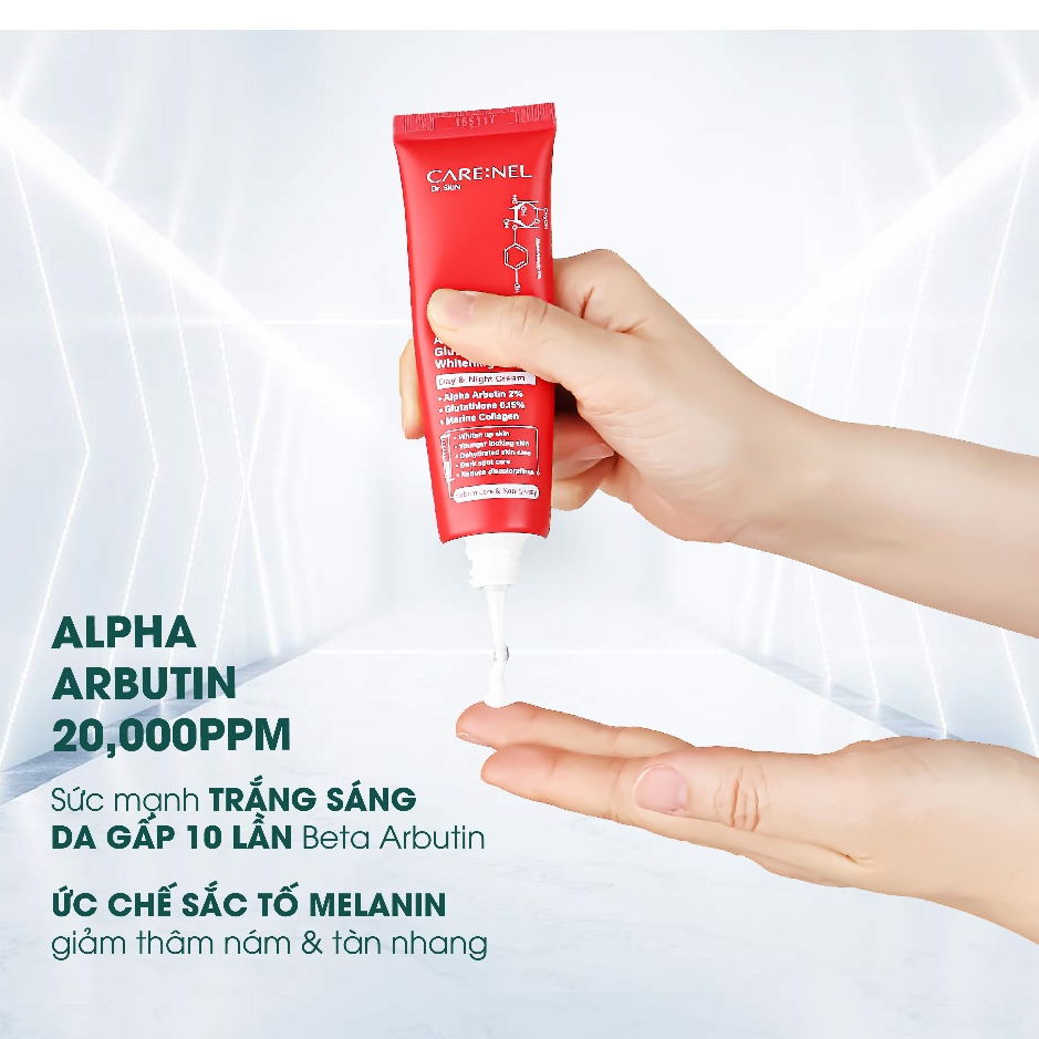 Kem dưỡng trắng glutathione kích trắng CARE:NEL DERMA ALPHA ARBUTIN GLUTATHIONE WHITENING CREAM 45g
