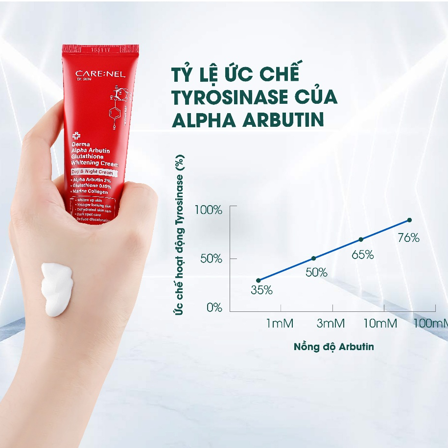 Kem dưỡng trắng glutathione kích trắng CARE:NEL DERMA ALPHA ARBUTIN GLUTATHIONE WHITENING CREAM 45g