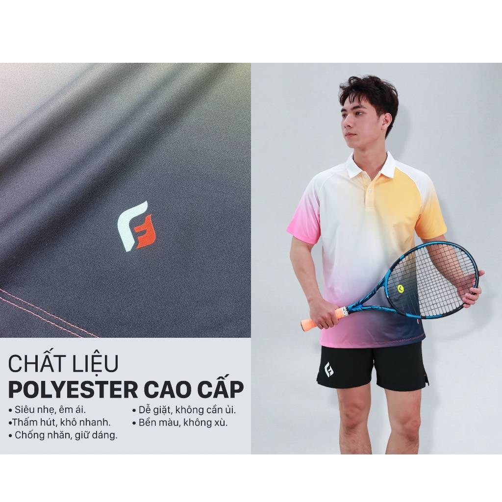 Áo polo thể thao nam HG thoáng khí co giãn phù hợp chơi pickleball tennis golf tiện dụng A25PO-M.