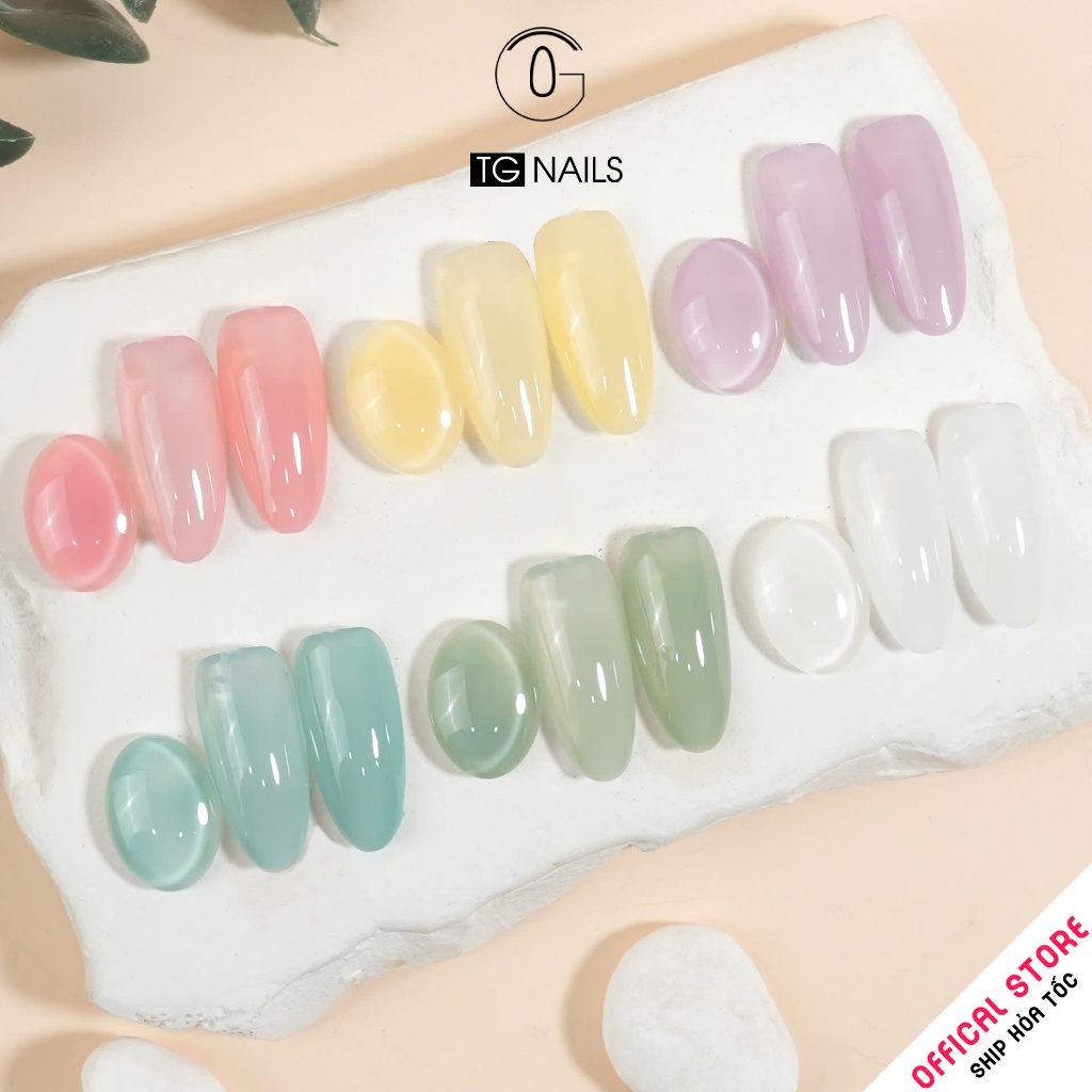 Set sơn gel 6 màu thạch đục hãng TG tone pastel cọ tròn
