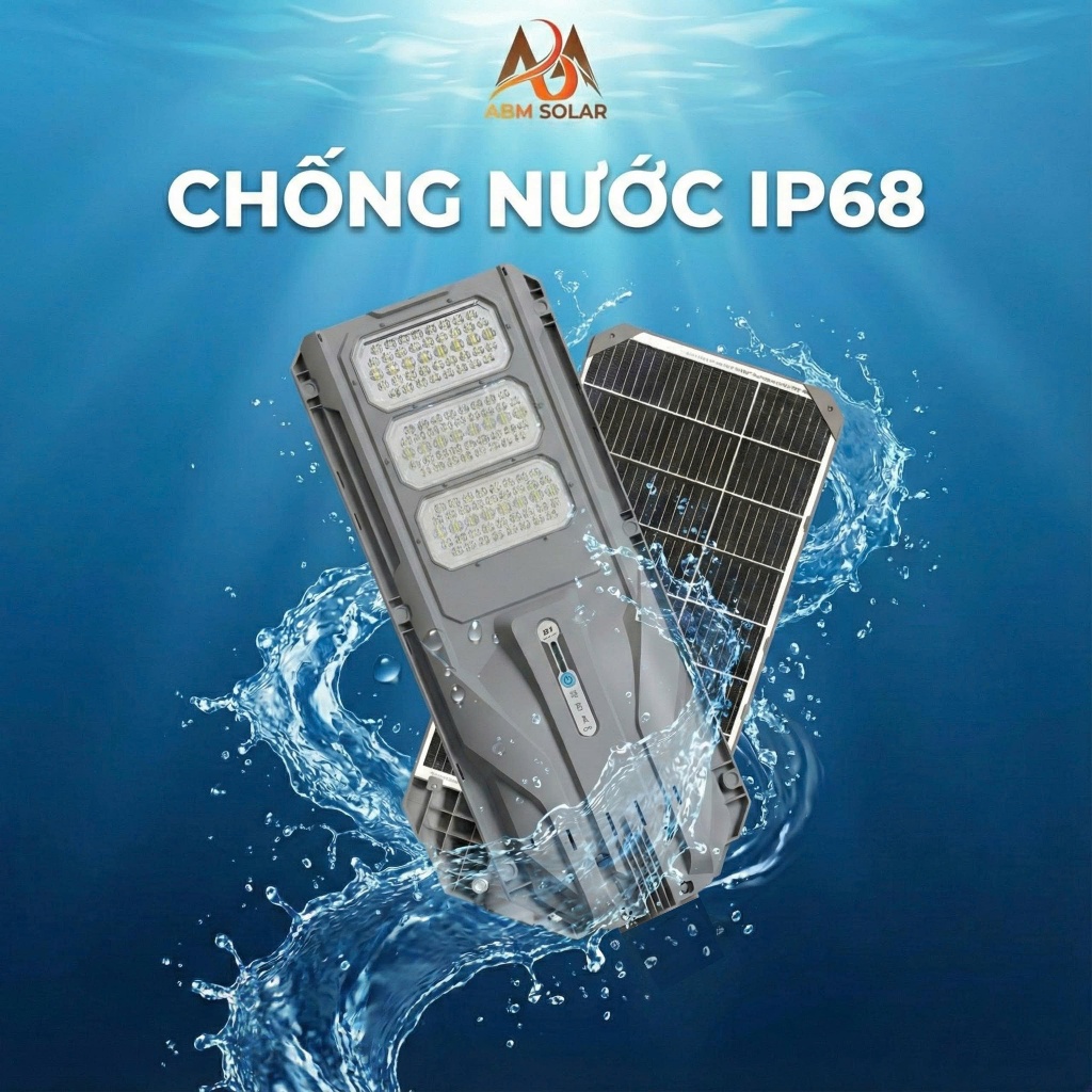 [1200W] Đèn Năng Lượng Mặt Trời Tấm Pin Liền, Chiếu Sáng Đường Đi, Sân Vườn, Hè Phố, Chống Nước IP68, Nhựa ABS ABM SOLAR