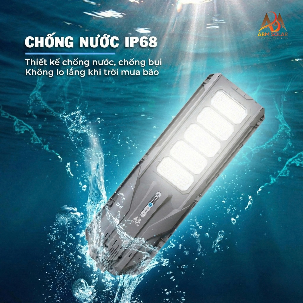 [1200W] Đèn Năng Lượng Mặt Trời Tấm Pin Liền, Chiếu Sáng Đường Đi, Sân Vườn, Hè Phố, Chống Nước IP68, Nhựa ABS ABM SOLAR
