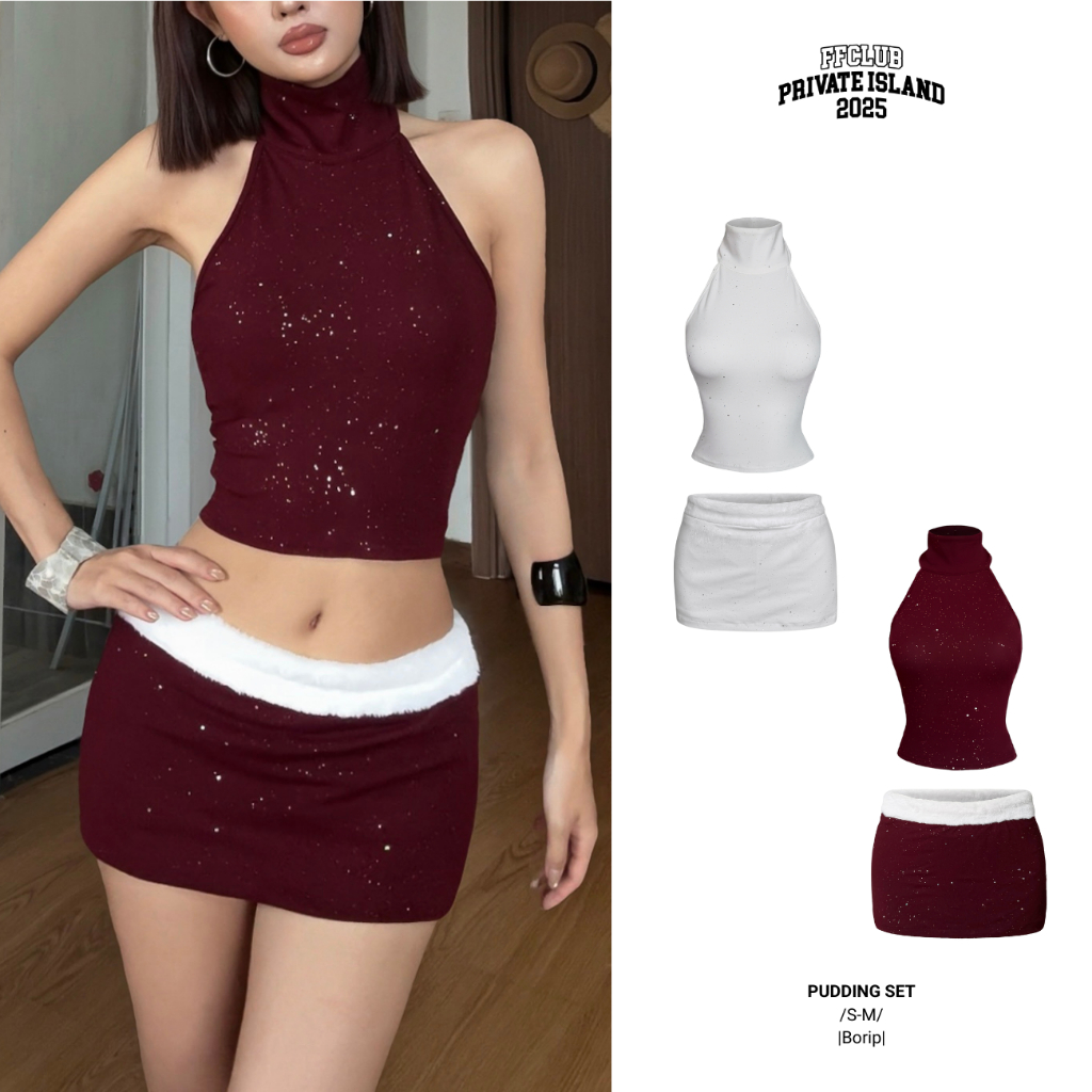 [CÓ TÁCH SET] ÁO YẾM &CHÂN VÁY PUDDING BORIP KIM TUYẾN LẤP LÁNH FFCLUB