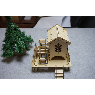 HDLaser mô hình nhà lắp ghép DIY-home HDH005(20x22x22cm)
