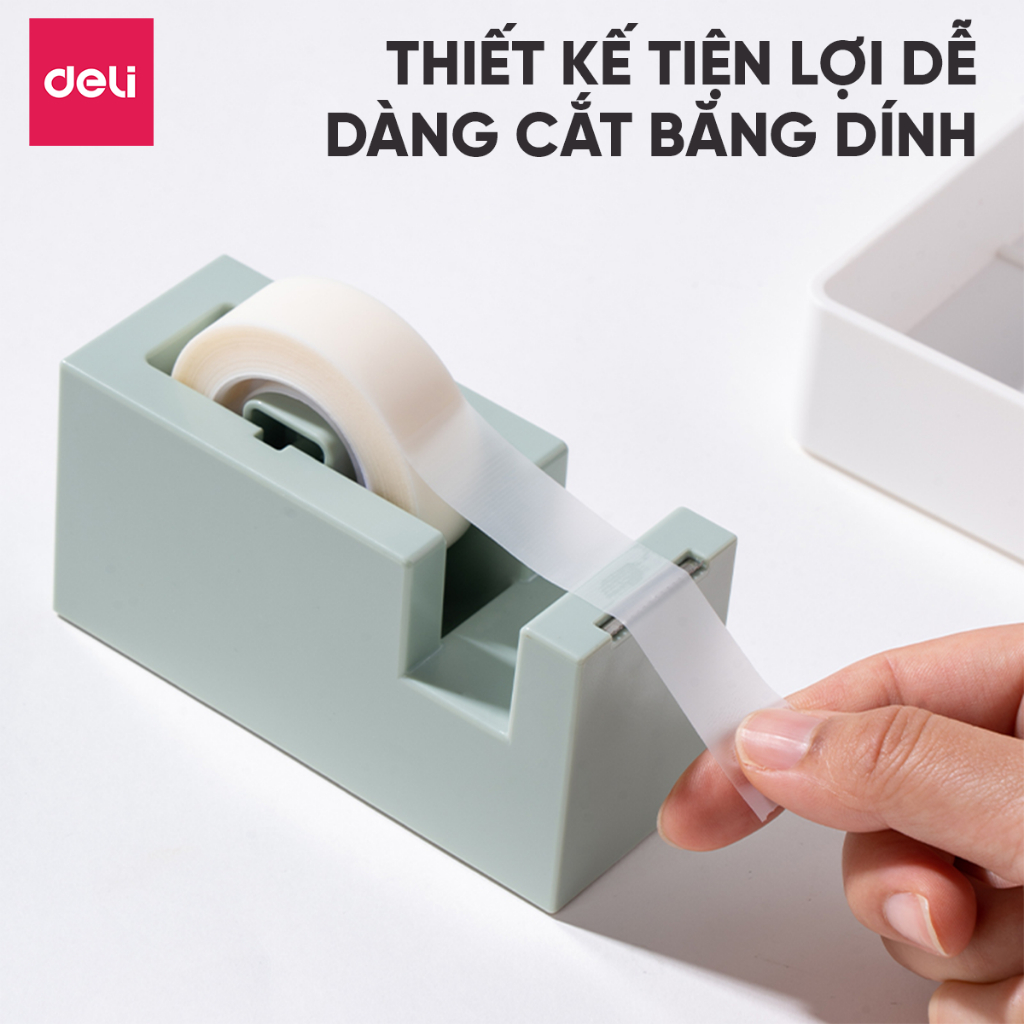 Cắt Băng Dính Để Bàn 4 Màu Deli Dụng Cụ Cắt Băng Dính Chất Liệu Nhựa ABS Cao Cấp Lưỡi Sắc Bén Đế Chống Trơn Trượt
