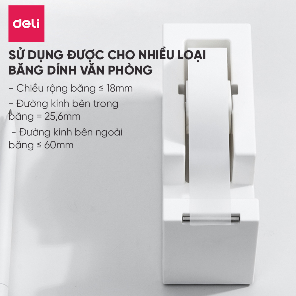 Cắt Băng Dính Để Bàn 4 Màu Deli Dụng Cụ Cắt Băng Dính Chất Liệu Nhựa ABS Cao Cấp Lưỡi Sắc Bén Đế Chống Trơn Trượt