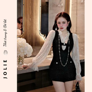 Set Bộ Thiết Kế JOLIE Áo Gile Dạ Tweed Phối Ren Quần Short - Set Đồ Tiểu Thư Sang Chảnh