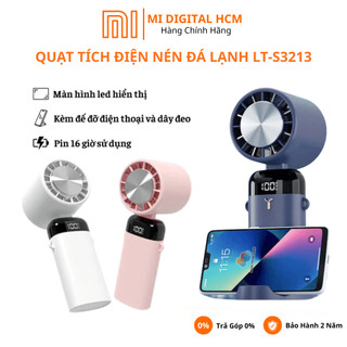 Quạt Tích Điện Nén Đá Lạnh Losky LT-S3213 Pin 3600mAh, Nhỏ Gọn, Cầm Tay, Có Đế Giữ Điện Thoại