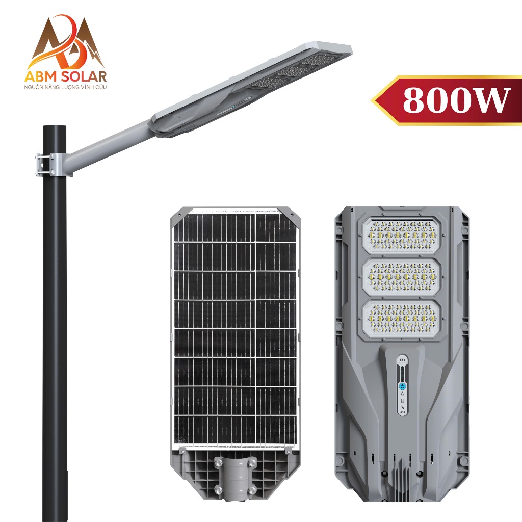 [1200W] Đèn Năng Lượng Mặt Trời Tấm Pin Liền, Chiếu Sáng Đường Đi, Sân Vườn, Hè Phố, Chống Nước IP68, Nhựa ABS ABM SOLAR