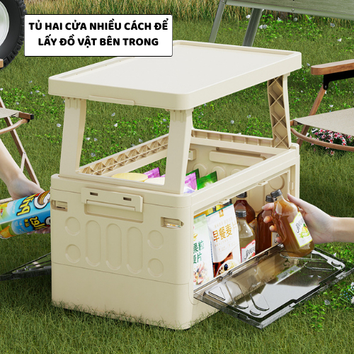 Thùng Đựng Đồ Đa Năng Dã Ngoại Cắm Trại ENODA HOME, Hộp Nhựa Lớn Lưu Trữ Gấp Gọn Kết Hợp Bàn Camping Du Lịch Q041