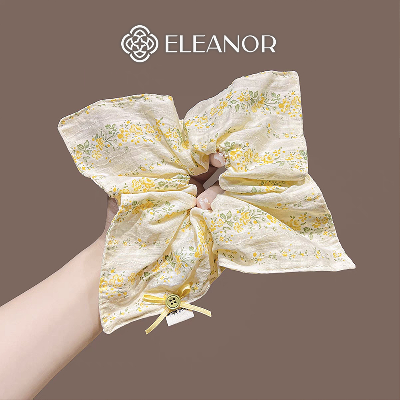 Dây buộc tóc nữ scrunchies Eleanor Accessories màu vàng phối hoa nhí phụ kiện tóc cột tóc 10995