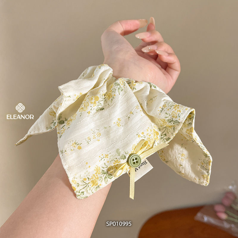 Dây buộc tóc nữ scrunchies Eleanor Accessories màu vàng phối hoa nhí phụ kiện tóc cột tóc 10995