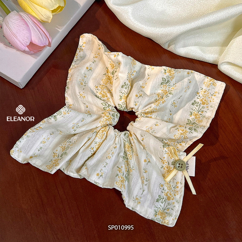 Dây buộc tóc nữ scrunchies Eleanor Accessories màu vàng phối hoa nhí phụ kiện tóc cột tóc 10995
