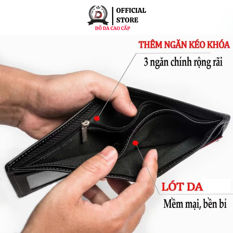 Ví Nam Da Bò Cao Cấp Nhiều Ngăn, Ví Da Nam Dáng Ngang Màu Đen, Nâu Thời Trang Đựng Card - Classic Leather