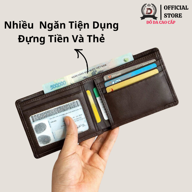 Ví Nam Da Bò Cao Cấp Nhiều Ngăn, Ví Da Nam Dáng Ngang Màu Đen, Nâu Thời Trang Đựng Card - Classic Leather