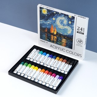 [TẾT 2026] Combo Họa Cụ Cao Cấp GLOBAL ART, Bộ Luyện Vẽ 2 Món: Sổ Sketchbook Phác Thảo Màu Chì, Màu Acrylic, Màu Nước