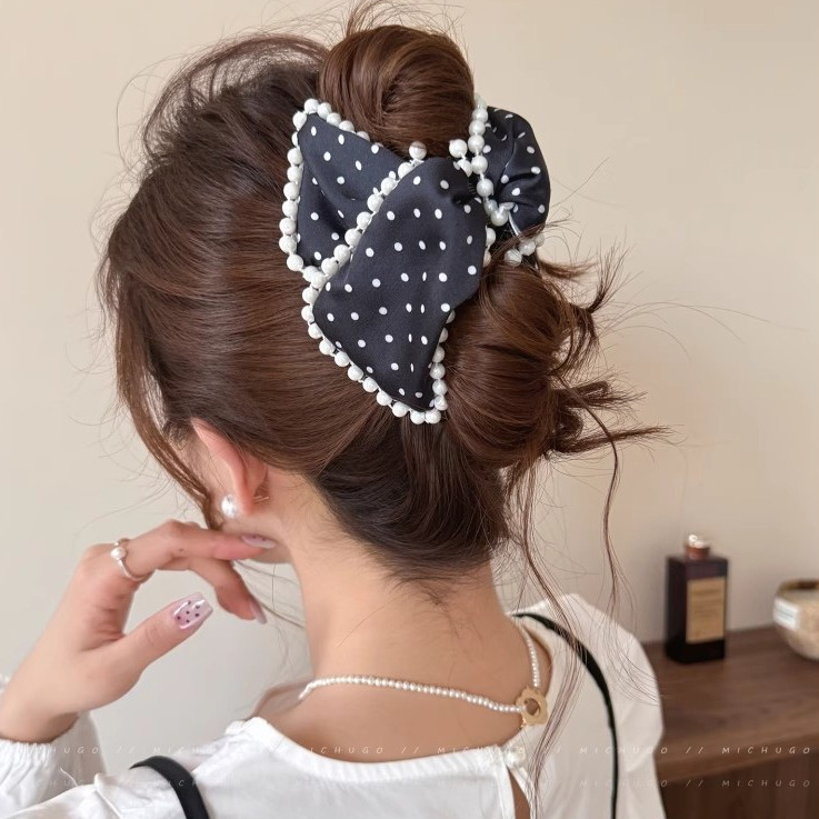 Kẹp Tóc Ngọc Trai Chấm Bi - Tóc Giả Cá Mập Cao Cấp Cho Phụ Kiện Đội Đầu