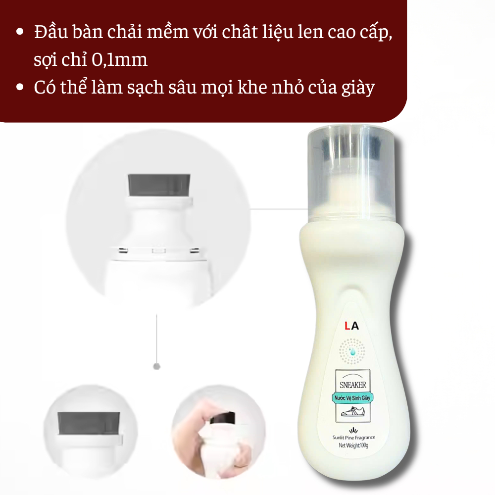Nước Tẩy Trắng Giày LA, Vệ Sinh Giày Khử Mùi, Làm Sạch Nhanh Không Cần Giặt
