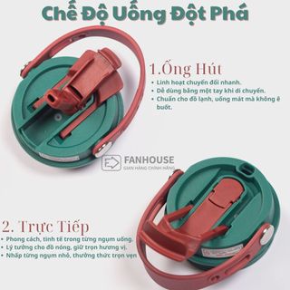 Ly nước giữ nhiệt Lucky inox 316 tráng sứ cao cấp 700ml Fan House bình nước giữ nhiệt 18h