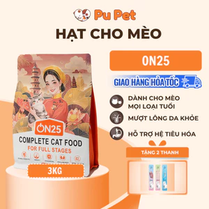 Thức Ăn Hạt Cho Mèo On25 Cat Gói 3kg - 82% Đạm Động Vật Hỗ Trợ Tiêu Hóa Giảm Hôi Phân Và Dưỡng Lông