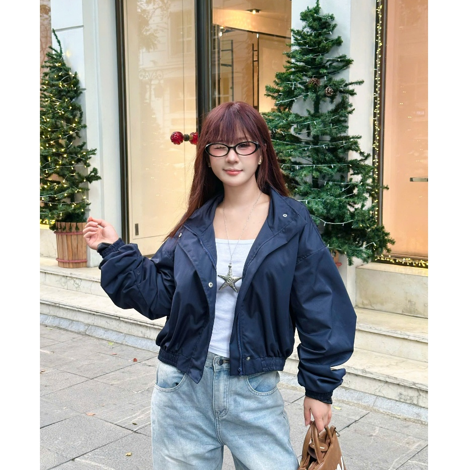 Áo Khoác TagBack Crop Windbreaker Local Brand NEVASOME 4 Màu Vải Gió Dày Dặn  Nữ Womenswear