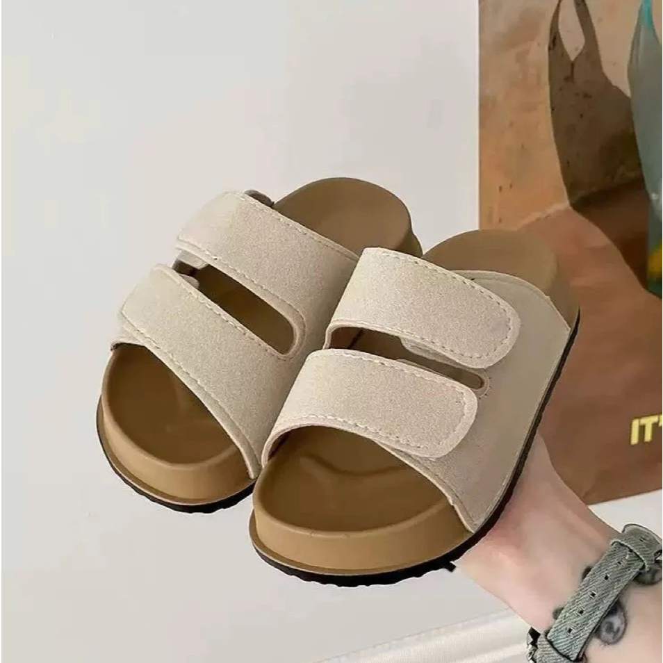 Dép Lê 2 quai dán da mềm đế cao su cho bé trai kiểu dáng basic hàn quốc siêu đẹp thời trang Mới
