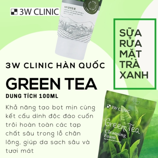 Sữa rửa mặt 3W Clinic Hàn Quốc 100ml cấp ẩm, làm sạch da loại bỏ bụi chiết xuất thành phần tự nhiên