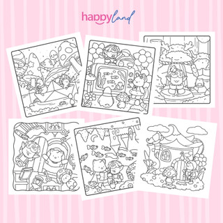 Bộ Tranh Tô Màu Fuzzy Wonderland 32 Tranh, Giấy dày 200gsm Quyển A4 A5, Phù Hợp Màu Marker, Acrylic, Chì Màu, Sáp Màu