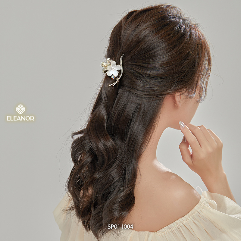 Kẹp tóc nữ càng cua Eleanor Accessories đính đá hình hoa kiểu dáng phụ kiện tóc kẹp tóc 11004