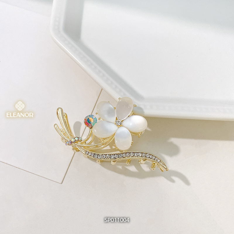 Kẹp tóc nữ càng cua Eleanor Accessories đính đá hình hoa kiểu dáng phụ kiện tóc kẹp tóc 11004