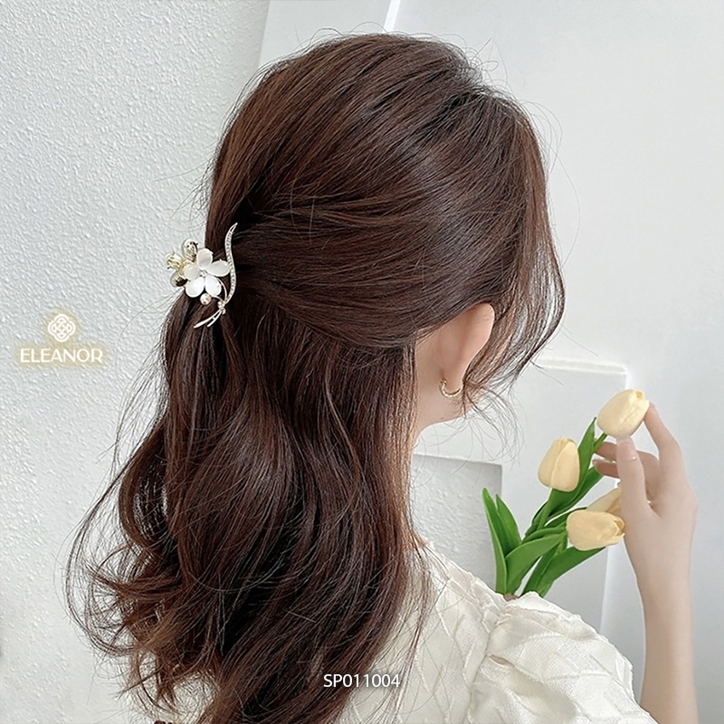 Kẹp tóc nữ càng cua Eleanor Accessories đính đá hình hoa kiểu dáng phụ kiện tóc kẹp tóc 11004