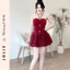 Đầm Nhung JOLIE Dáng Xòe Cúp Ngực Phối Dây Cổ Tiểu Thư Sang Chảnh Diện Tết