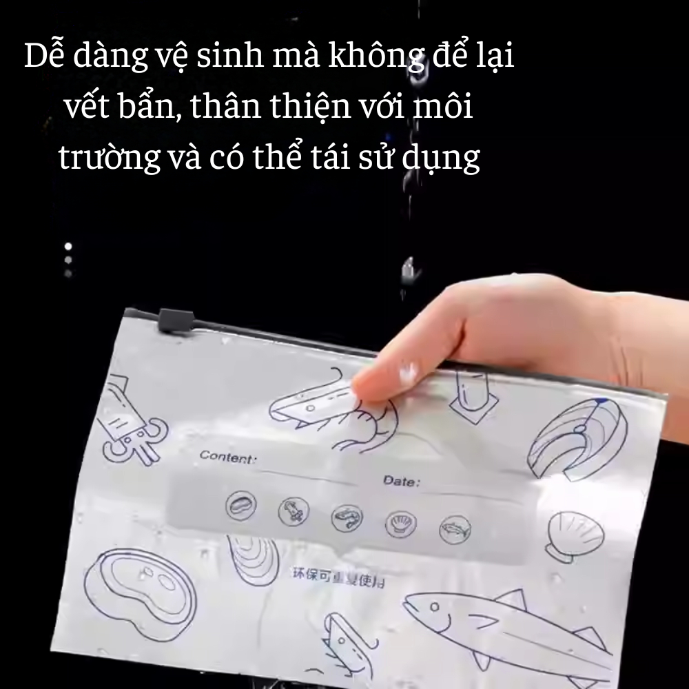 Set 10 Túi Zip Bạc Đựng Thực Phẩm Tươi Sống, Nhôm Titan Có Khóa, Tái Sử Dụng