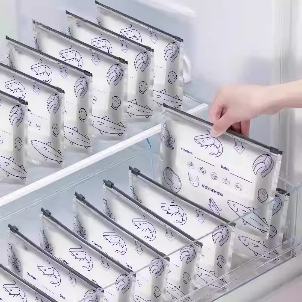 Set 10 Túi Zip Bạc Đựng Thực Phẩm Tươi Sống, Nhôm Titan Có Khóa, Tái Sử Dụng