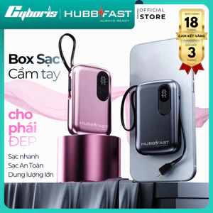 BOX sạc nhanh 20000mAh HubbFast ECO21,Sạc nhanh 22.5W,Màn hình % pin,Tích hợp dây cáp, BH 18 tháng