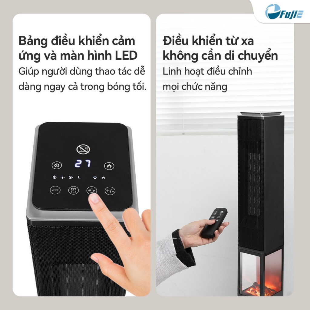 Máy sưởi gốm cao cấp Nhập Khẩu FUJIE VH08, quạt sưởi điện ceramic heater sưởi nhanh an toàn mùa lạnh