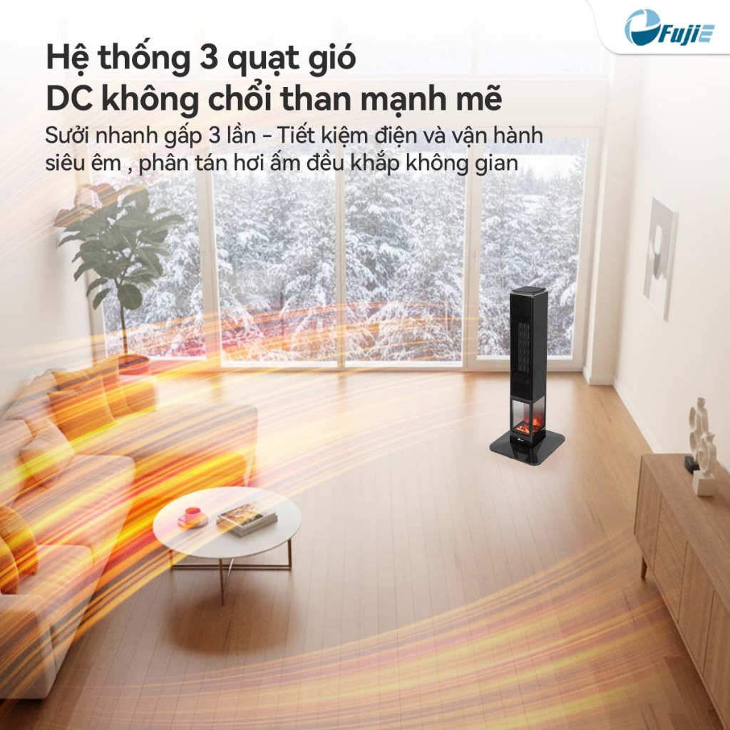 Máy sưởi gốm cao cấp Nhập Khẩu FUJIE VH08, quạt sưởi điện ceramic heater sưởi nhanh an toàn mùa lạnh