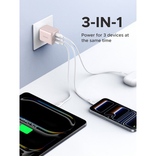 UGREEN GaN II Bộ sạc 30W 3 cổng usb-C sạc nhanh Bộ sạc nhanh X515