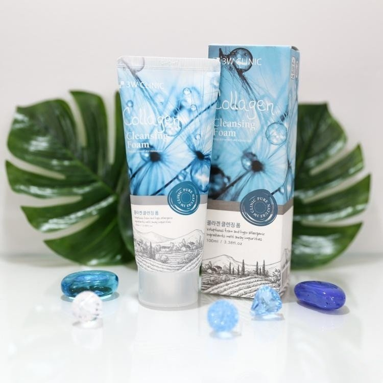 Sữa rửa mặt 3W Clinic tinh chất collagen giúp da căng mịn và làm sáng da 100ml Hàn Quốc