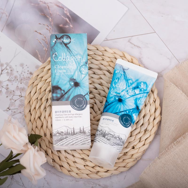 Sữa rửa mặt 3W Clinic tinh chất collagen giúp da căng mịn và làm sáng da 100ml Hàn Quốc