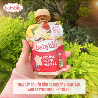 Trái cây nghiền hữu cơ cho bé vị dâu, táo, vani Babybio 90g bổ sung vitamin và khoáng chất tự nhiên  - Natural Market