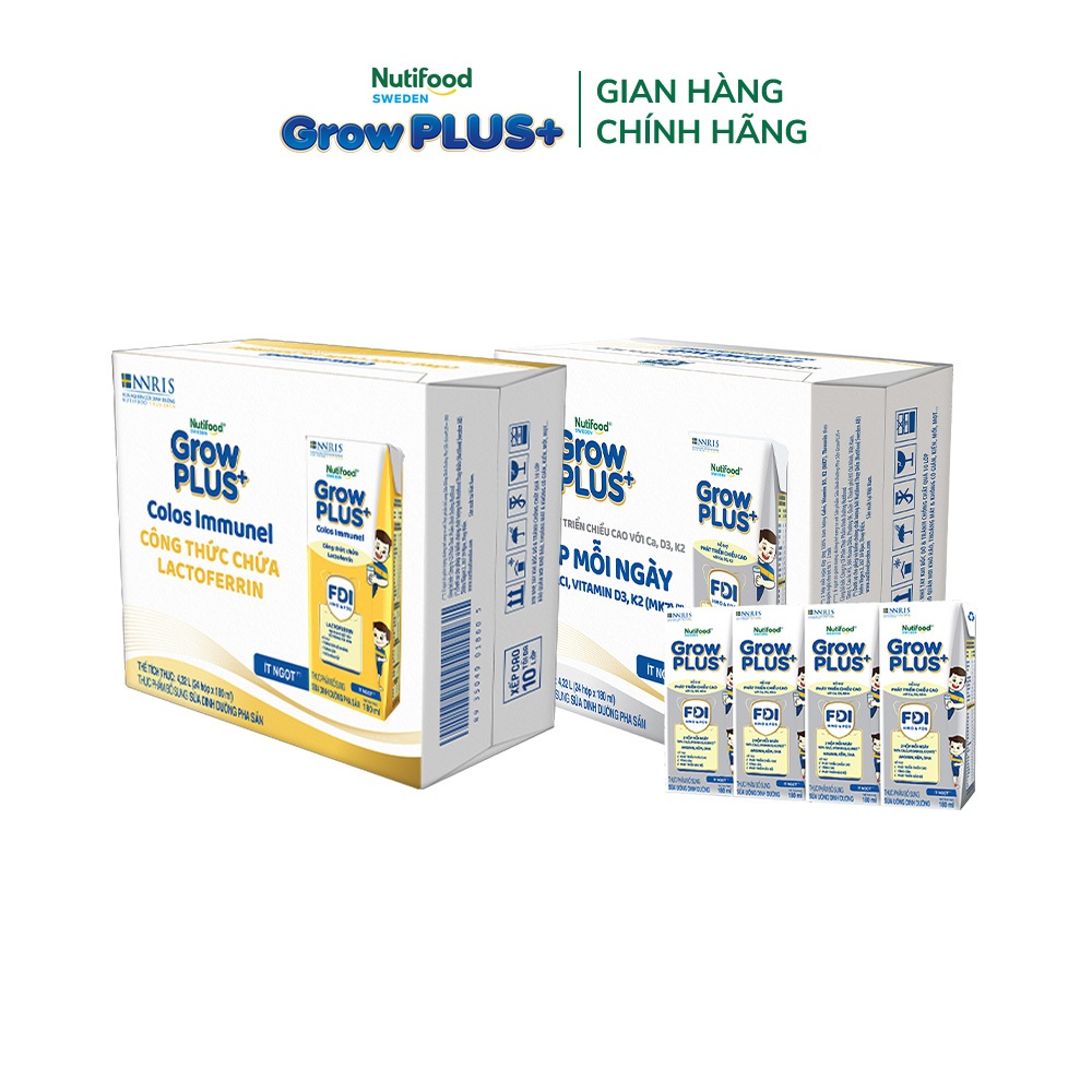 Combo Thùng 24 hộp SBPS GrowPLUS+ Cao lớn vượt trội hộp 180ml + Thùng 24 hộp SBPS  GrowPLUS+ Sữa Non Immunel 180ml