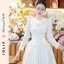 Váy Thiết Kế JOLIE Dáng Xòe Xếp Ly, Đầm Đen Tay Dài Cổ Tròn Đính Nơ Tiểu Thư