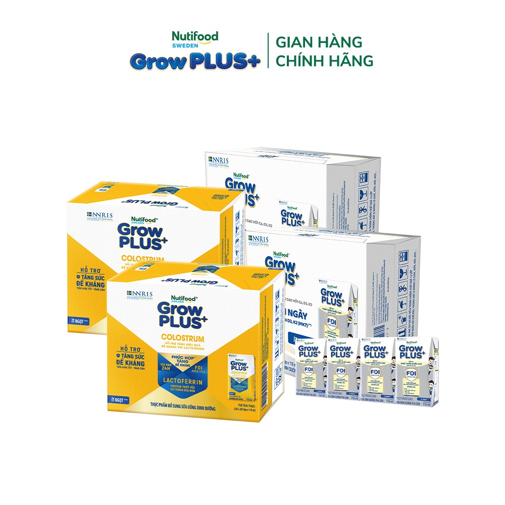 Combo 2 Thùng 24 hộp SBPS GrowPLUS+ Cao lớn vượt trội 110 ml + 2 Thùng 24 hộp SBPS GrowPLUS+ Colostrum Lactoferrin 110ml