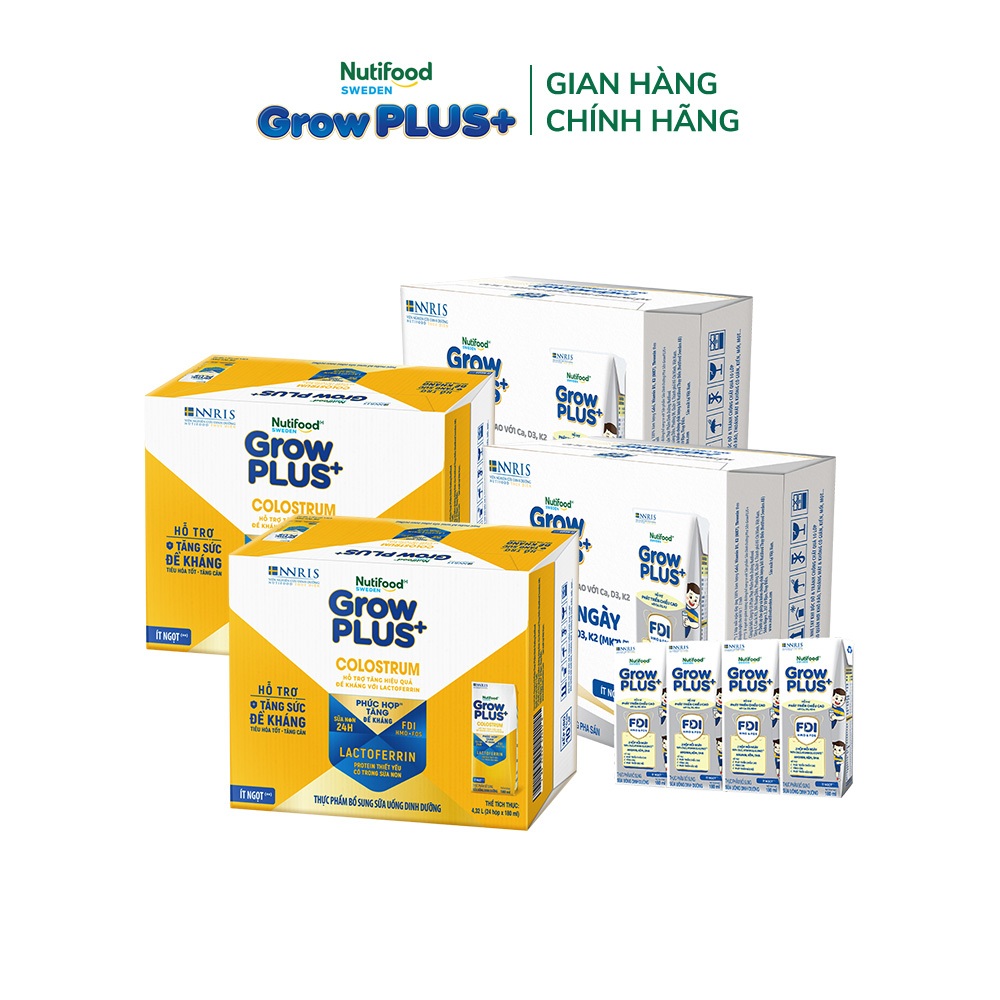 Combo 2 Thùng 24 hộp SBPS GrowPLUS+ Cao lớn vượt trội 180ml + 2 Thùng 24 hộp SBPS GrowPLUS+ Colostrum Lactoferrin 180ml
