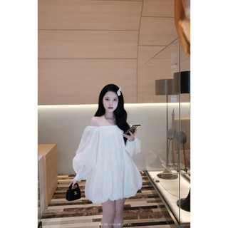 BY XIU ( CHÍNH CHỦ THIẾT KẾ ) - " Bella Dress " VÁY TRỄ VAI CHẤT REN HOA BUỘC NƠ LƯNG TIỂU THƯ