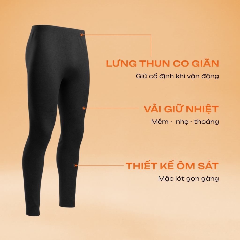Quần Giữ Nhiệt Nam Đen Insidemen Super Skinny Co Giãn Thấm Hút IIP005EDP01