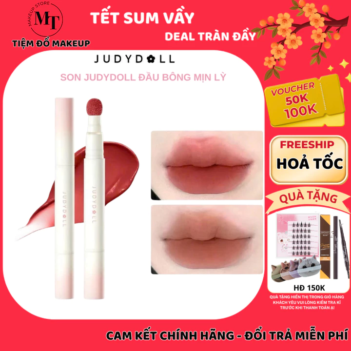 Son Kem Lỳ JUDYDOLL Lip Powder Cream Mịn lì đầu bông Che phủ vân môi Không dính cốc | MT MAKEUP STORE